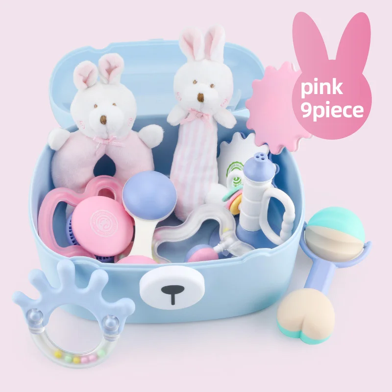 Корея GoryeoBaby детская погремушка Подарочная коробка набор Детская игрушка для новорожденных Прорезыватель - Цвет: Розовый