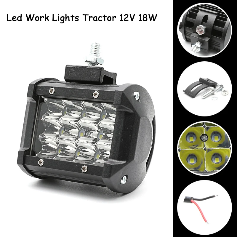 

Led Work Lights Tractor 12V 18W Waterproof Truck SUV ATV Spot Flood Combo Offroad Driving Light Car Motorcycle Work Light 6000K