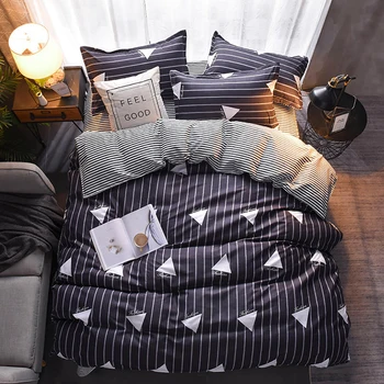 

Thumbedding Geometric Bedding Set Navy High End Simple Duvet Cover Stripes Queen King Full Twin Single Unique Design Bed Set