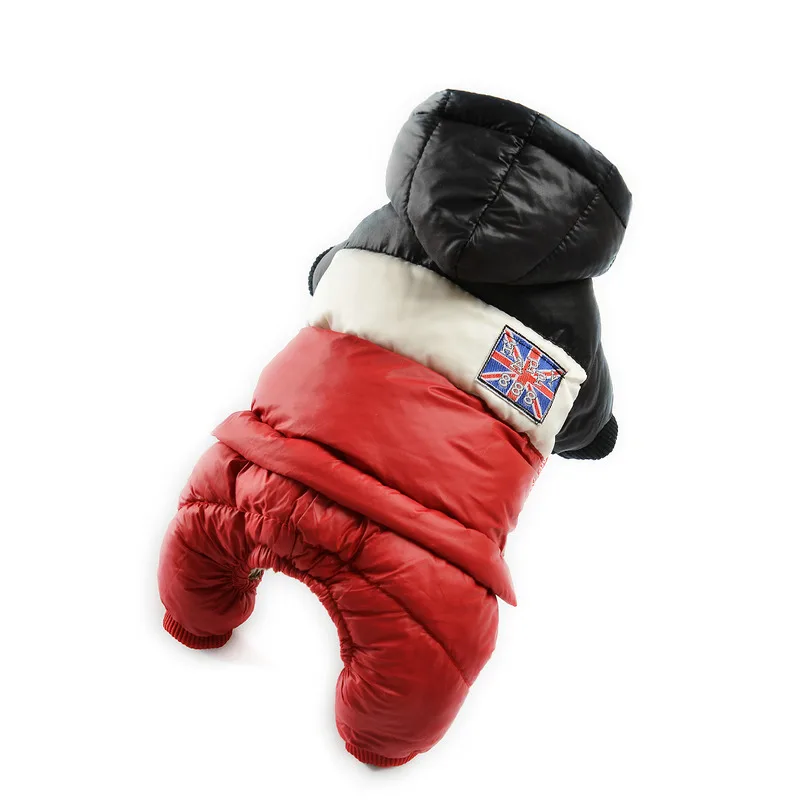 Black Red Winter Dog Clothes Thicken Warm Coat Jacket For Small Dogs Waterproof Chihuahua Yorkie Clothing Overalls Pet Jumpsuits Hoodies - Цвет: Black Red
