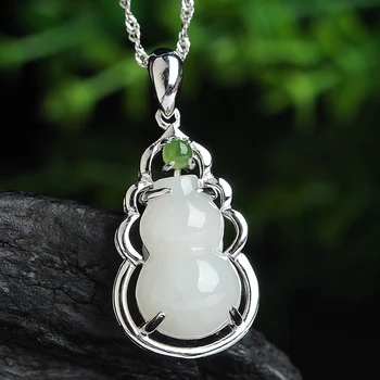 

925 silver-encrusted Burmese jade gourd pendant Jade gourd women's pendant attached certificate