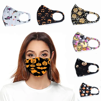 

50PCS/LOT Mouth Mask Costume For Women Men Pumpkin Ghost 3DPrint Protective Ultraviolet Washable Face Mask Halloween Mascarilla