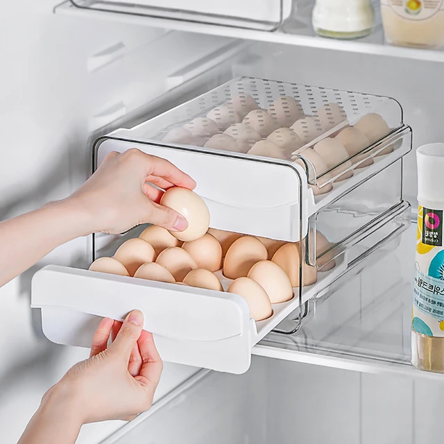 Refrigerator Egg Tray, 40 Grids/2 Layers Refrigerator Egg Holder, Refrigerator  Egg Drawer, Refrigerator Fresh Egg Storage Box (1 Piece)