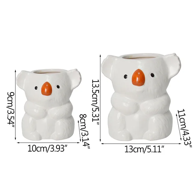 Szép Koala Virágcserepek Otthoni Kertészeti Dekoráció Kreatív Állati Szobor Kerámia Virágcserapár Miniatűr Cserepes Asztal - Image 3