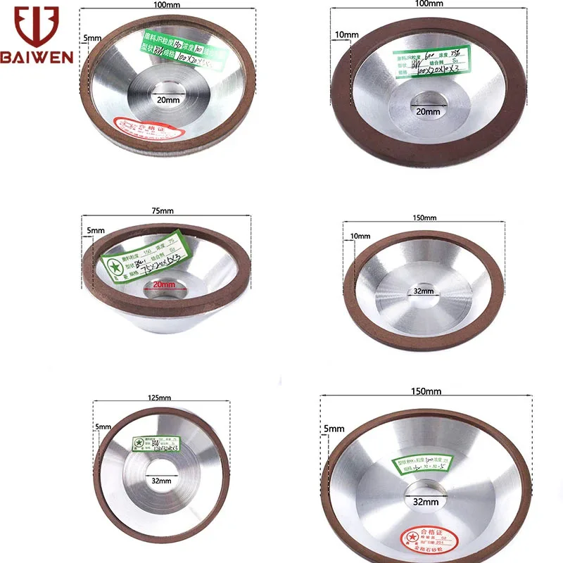 1pc Diamond Grinding Wheel Cup Grinding Circle Cutting Discs for Tungsten Steel Milling Cutter Tool 75mm/100mm/125mm/150mm