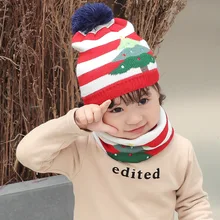 Рождественский подарок для мальчиков и девочек; Детский шарф; шапка вязанная из шерсти; костюм