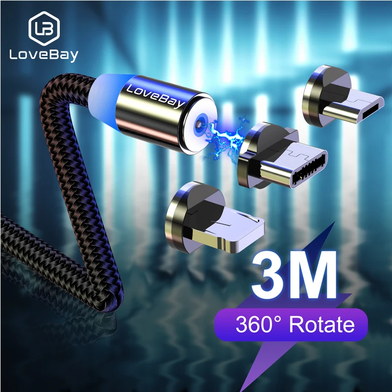 

Lovebay Magnetic USB Cable Fast Charging For Iphone TYPE-C Micro USB Cord Magnet Micro USB Cable Mobile Phone Cable USB Cord