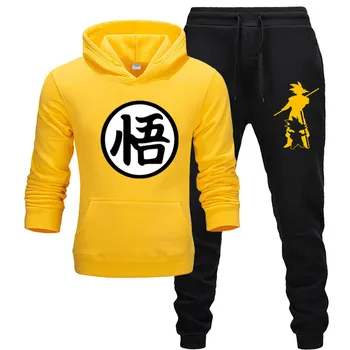 

Anime Print Autumn winter Hot Sale Men's Sets Hoodie+pants 2 Pieces Sets Casual Tracksuit Male Sportswear Gyms Fitness Sweatpant