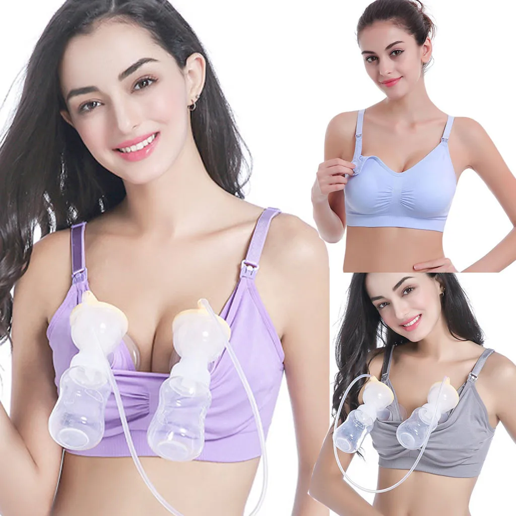 Women's Solid Full Bust Nursing Breastfeeding Hands free Seamless