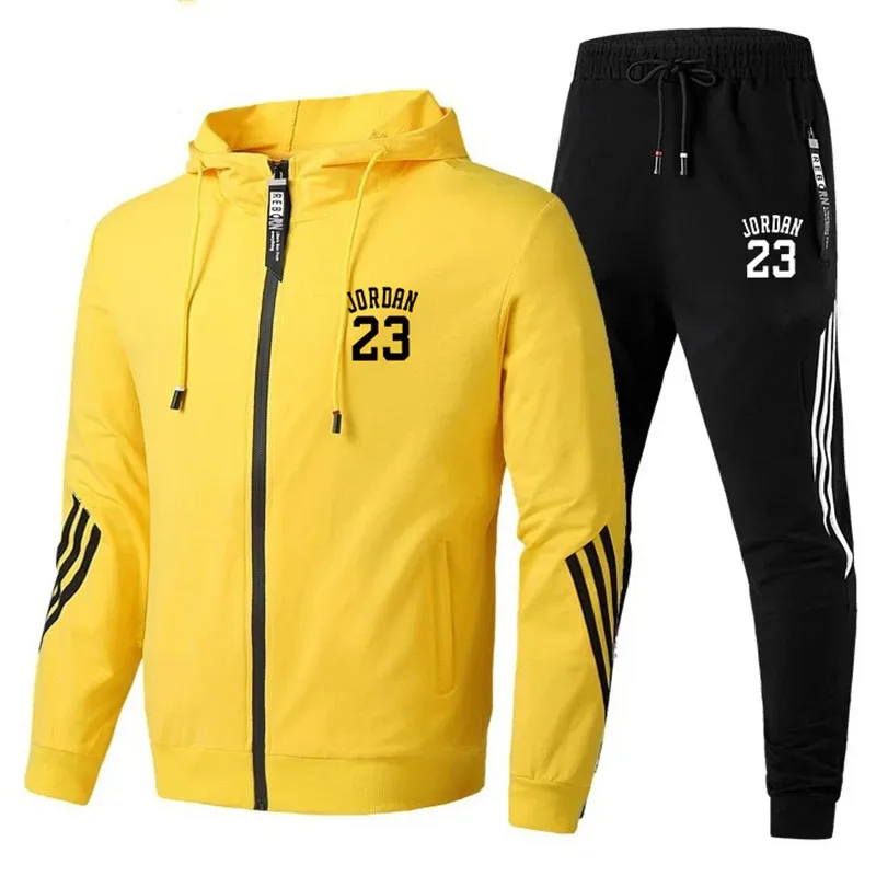 

Brand Sports New Suit Men's Stitching Fashion Casual Tracksuit Polyester Fabric Zipper Cardigan Sportswear & Sports Pants