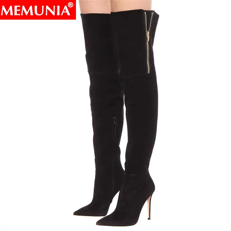 

MEMUNIA Plus size 35-48 New high quality europe over the knee high boots stiletto high heels pointed toe thigh high boots women