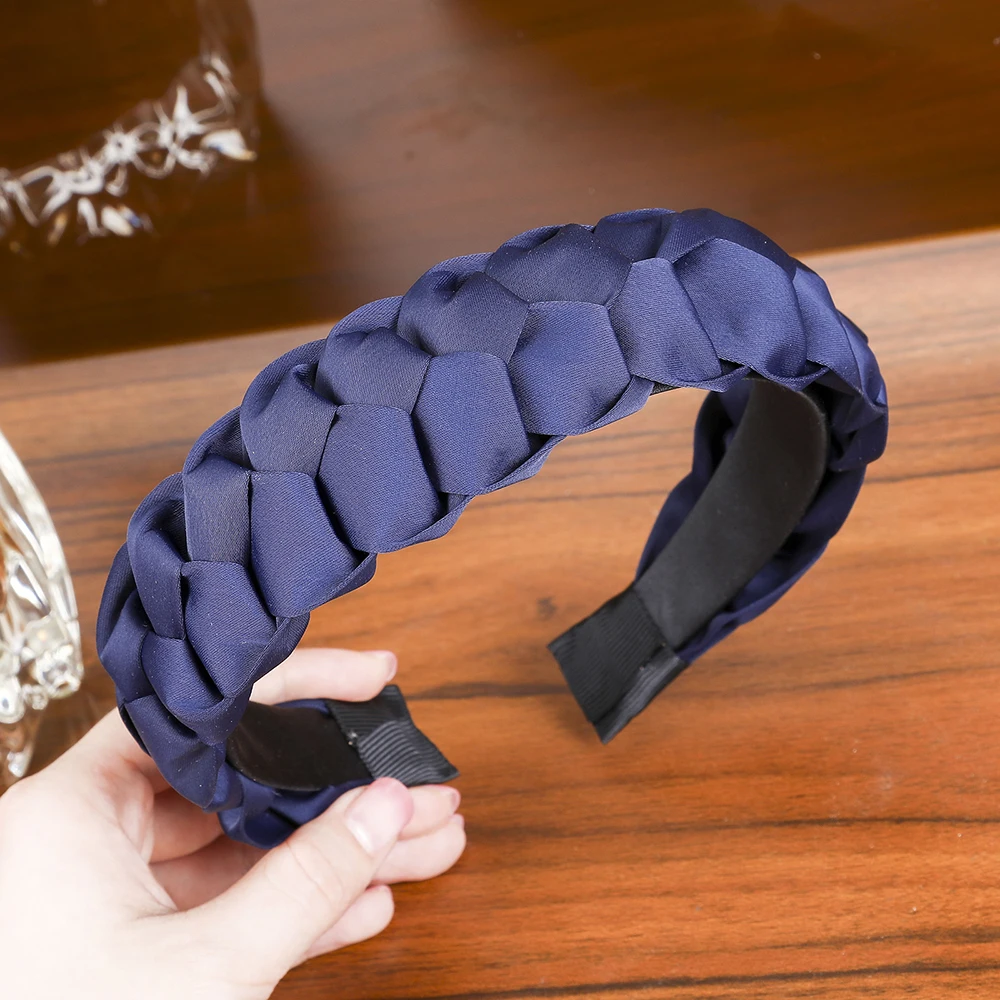 Cloth Navy LEVAO вельветовый диадема широкая ткань головной убор для женщин простой в виде скрученной косы с боковыми узелками обручи для девочек - Цвет: Cloth Navy
