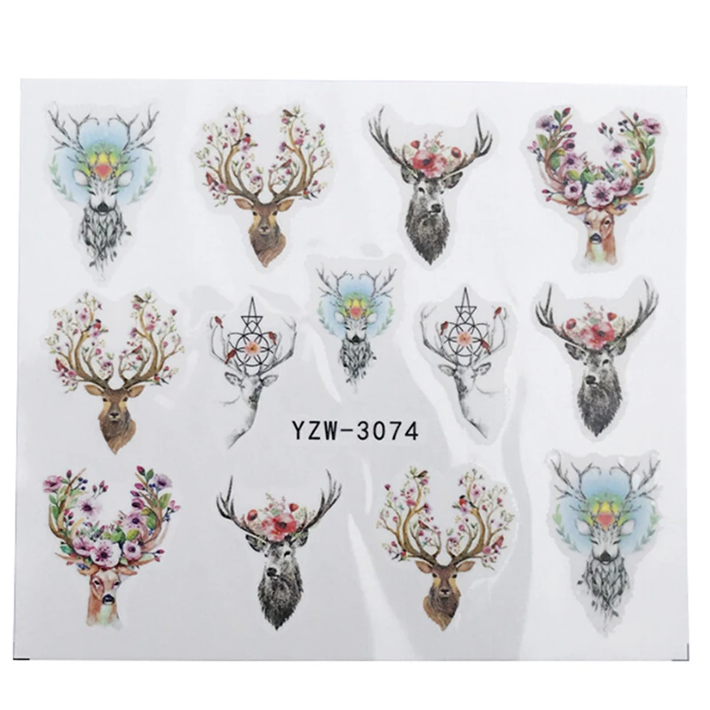 

2pcs Wolf/Vintage/Flamingo Noble Necklace Nail Art Water Decals Transfer Sticker Manicure Nail Decoration