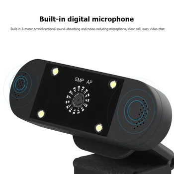

5MP 1944P HD Webcam with Built-in Microphone Auto Focus USB Beauty Web Camera Widescreen Video Work Home Accessories