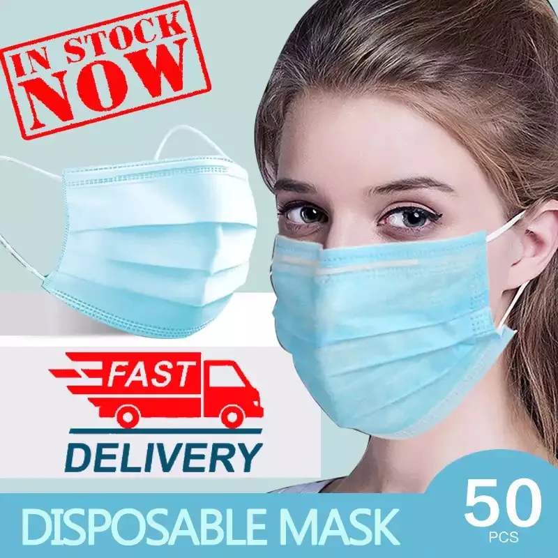 

In stock Disposable Masks 100/50 pcs Mouth Mask 3-Ply Anti-Dust Nonwoven Mouth Face Masks