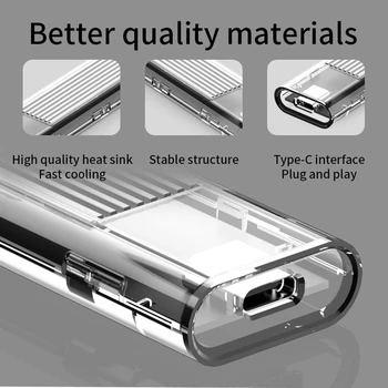 

M.2 SSD Case for NVME PCIE NGFF SATA M/B Key SSD Disk NVME SSD Enclosure M.2 to USB C Transparent Hard Drive Case 10Gbps