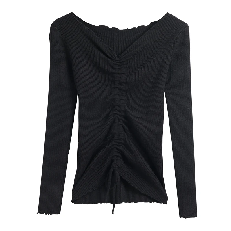 Women Sweaters Autumn Winter 2019 New V-neck Soild Long-sleeved Drawstring Woman Pullover knitted Sweater Women Simple Fashion Women Sweaters Autumn Winter 2019 New V-neck Soild Long-sleeved Drawstring Woman Pullover knitted Sweater Women Simple Fashion