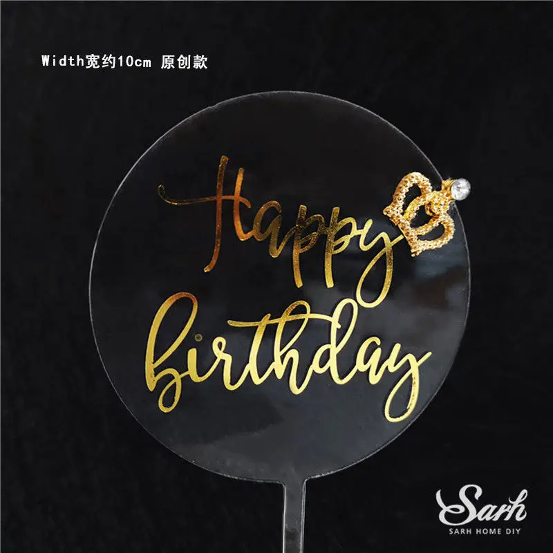 2pc crown birthday C 2 шт., золотые, розовые, с надписью «Oh Baby», «Happy Birthday», круглые украшения для торта, вечерние украшения, Детские принадлежности для выпечки, подарки на годовщину, любовь - Цвет: 2pc crown birthday C