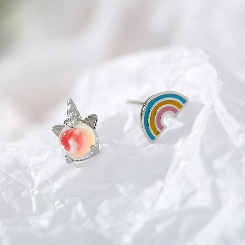 

New Hot Fashion 925 Sterling Silver Crystal unicorn Earrings for Women Girls Gift Fashion Statement Jewelry