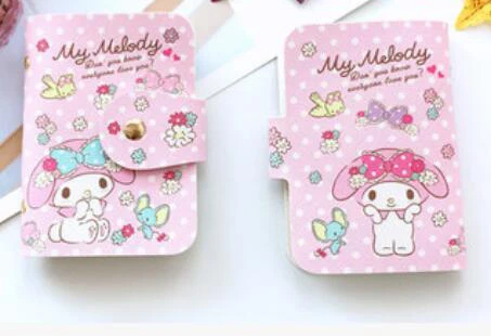 10 Pcs Cartoon Kitty Doraemon Stitch Melody Twin Stars Princess Minnie Pu Leather Card Storage Bag Hasp Holder - Цвет: design 7