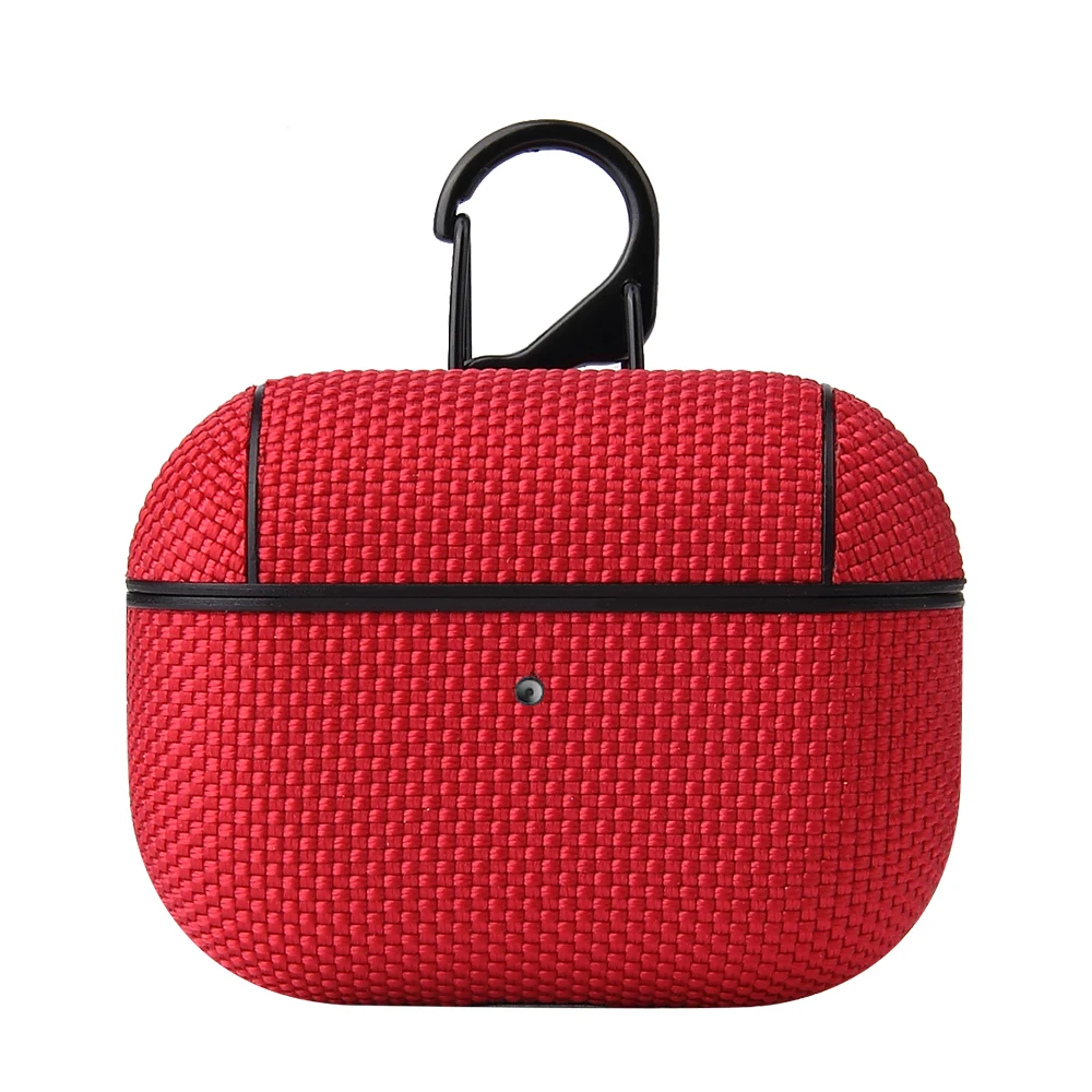 

For Airpods Pro Weave Shockproof Hard Protective Case TWS Wireless Bluetooth Earphone Cover Air Pod Case Cover with Hooks Funda