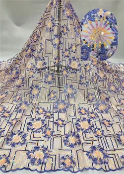 

High Grade Evening Tulle Lace Cloth French Net Lace Fabric With Sequins For Dress PAN124(5Yards/Lot)