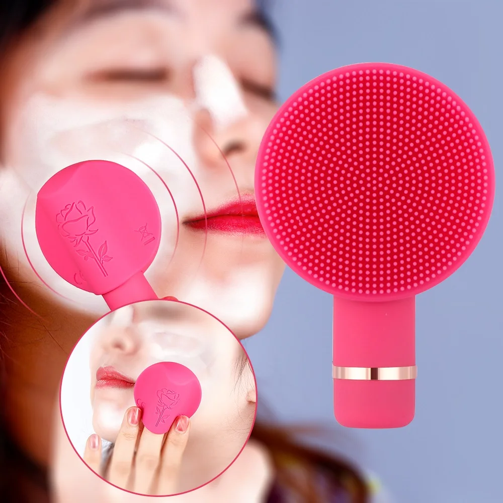 

2 in 1 Face Cleansing Brush Sonic Vibration Massage Facial Cleanser Silicone Deep Pore Cleaning Waterproof Mini Cleansing Brush