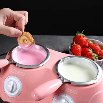 

(EU Plug) Chocolate Candy Melting Pot Electric Chocolate Fondue Melt Double Pot DIY Melting Machine Cooking Tool