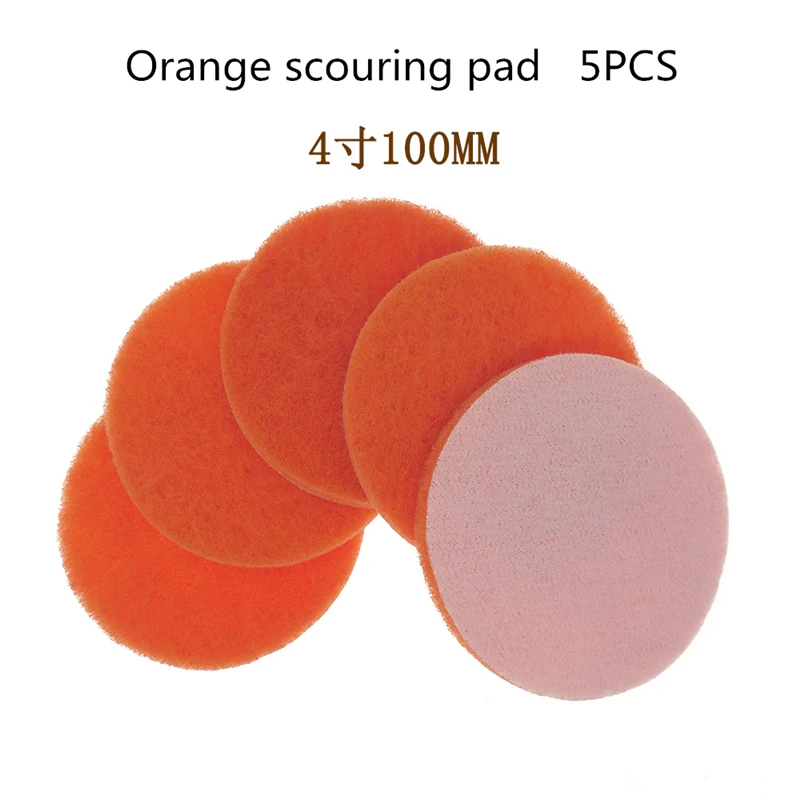 

5 Pcs Scrubbing Cloth 4.5 Inch Orange Scrubbing Cloth Rust Brushed Cleaning Cloth Oil Resistant Polishing Cloth