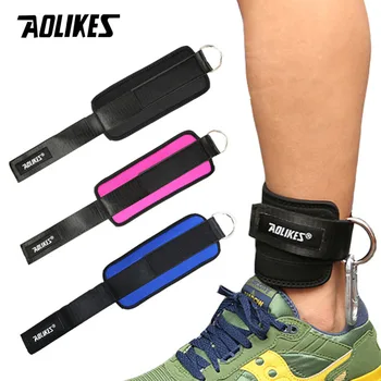AOLIKES 1PCS Fitness Verstelbare D-Ring Enkelbandjes Voet Ondersteuning Enkel Protector Gym Been Pullery met Gesp Sport voeten Guard