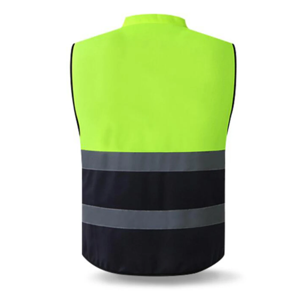 High Visibility Safety Vest with Pockets, Reflective Strips and Zipper Style-F