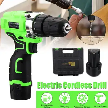 

AC 100-240V 36V Cordless Electric Drill LED Light Double Speed Li-Ion Battery Power Drills Driver Repair Tools with 1pc battery