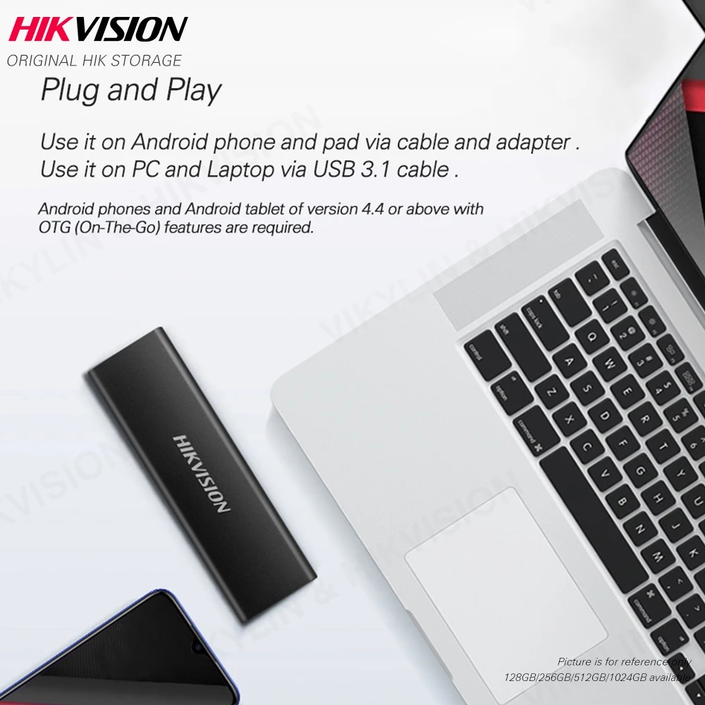 Hikvision-޴ SSD 128GB 512GB  SSD 1 ׶Ʈ ũ ̺, 256GB SSD USB3.1 -C ָ Ʈ ũ hdd ü