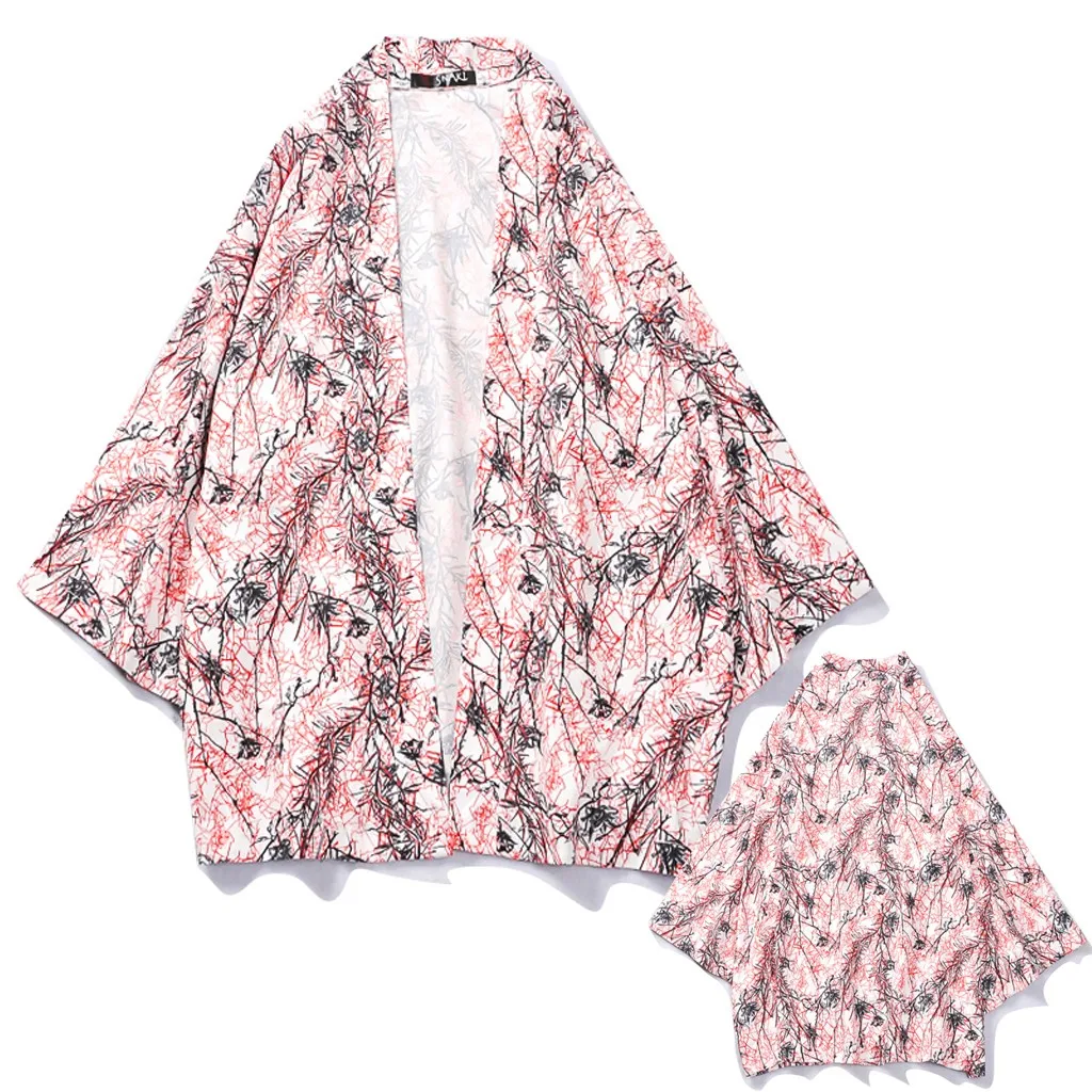Harajuku кимоно кардиган любителей моды индивидуальность печати мужские топы Свободная верхняя одежда юката пальто мешковатая летняя блузка