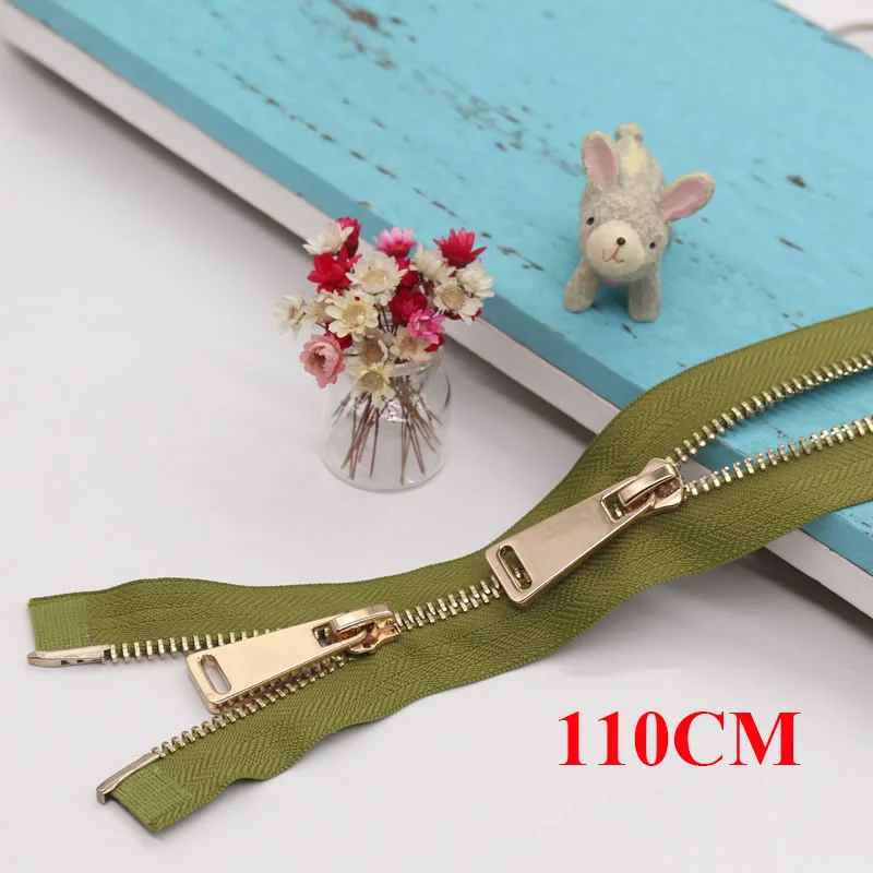 green-3-110cm Meetee 5#85-120 см металлическая молния двойной ползунок с двойными способами Open-end хвост аксессуары для одежды Рюкзак Пальто DIY ремесла AP545 - Цвет: green-3-110cm