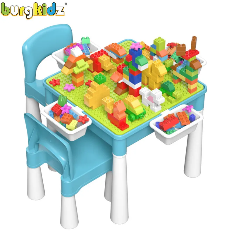 Стол многофункциональный с 128 большими строительными блоками из пластика