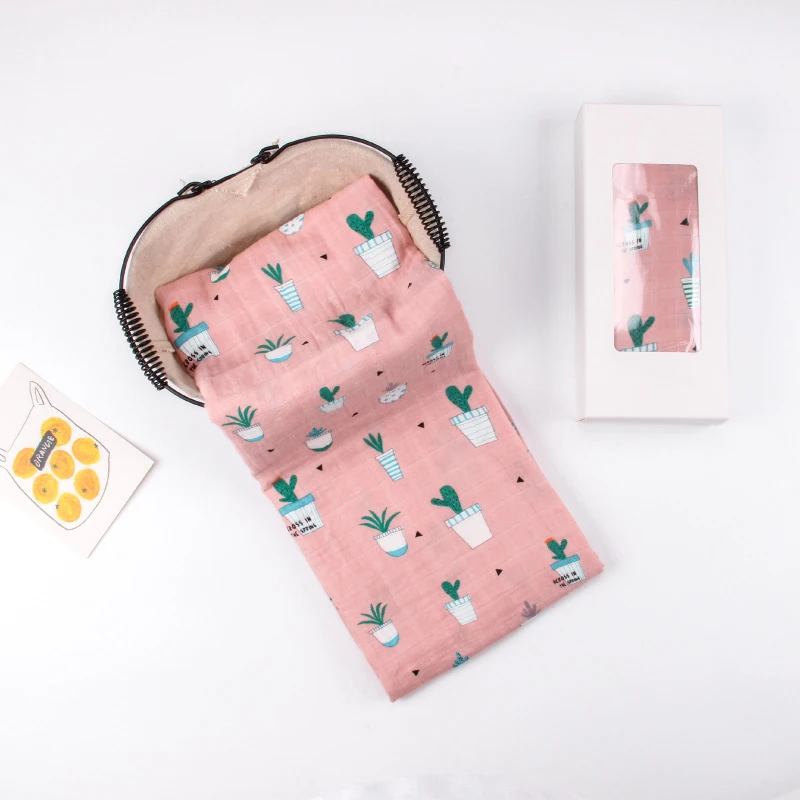 Spring Cactus New Cotton Baby Blankets Newborn Soft Organic Cotton Baby Blanket Muslin Swaddle Wrap Feeding Burp Cloth Towel Scarf Baby Stuff - Цвет: Spring Cactus