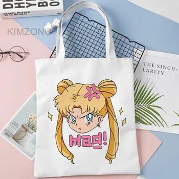Sailor Moon-bolso de compras ecológico reutilizable, bolsa de comestibles, bolsa reutilizable