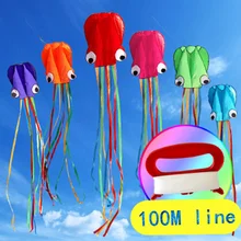 5M Color Octopus Kite Soft Inflatable Kite Animal Kite Long Tail Adult And Child Outdoor Sports Entertainment Flying Tool