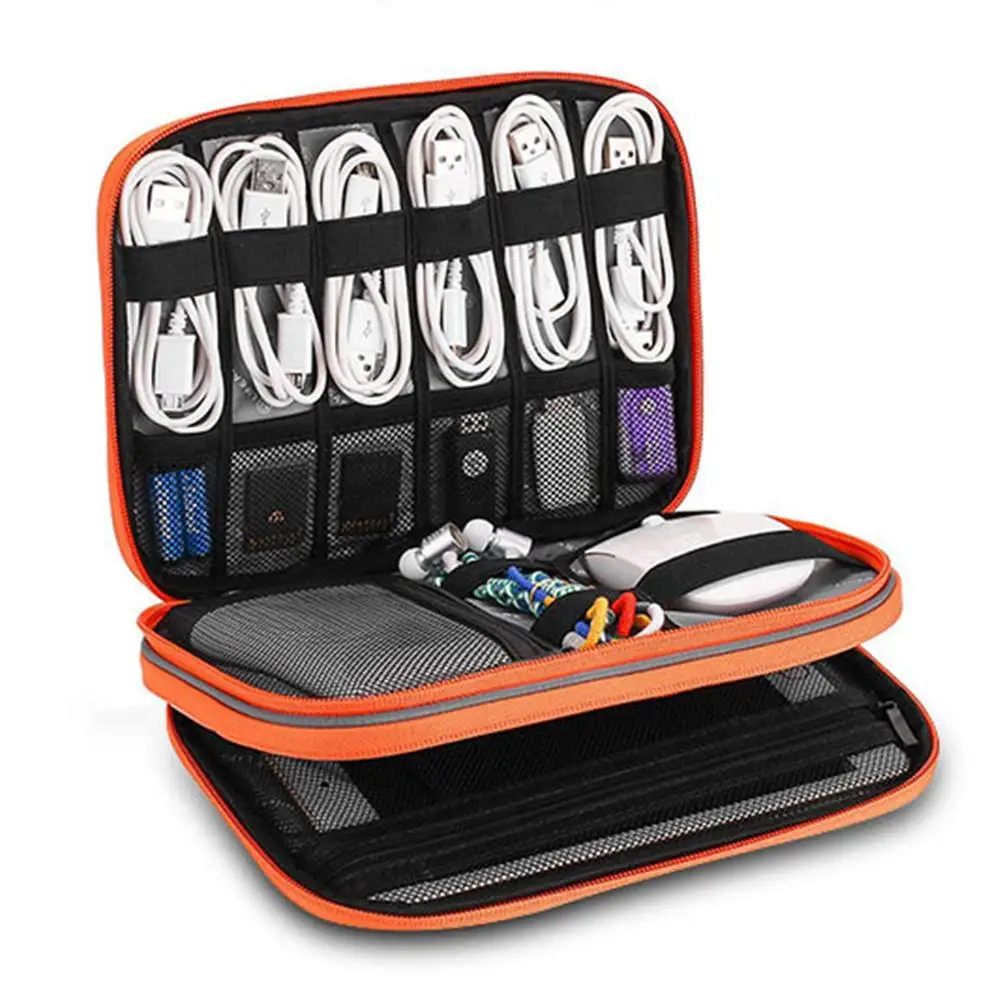 Multi-functional Travel Storage Bag Power Bank Headset Data Cable Storage Container Polyester Waterproof Storage Suitcase with S