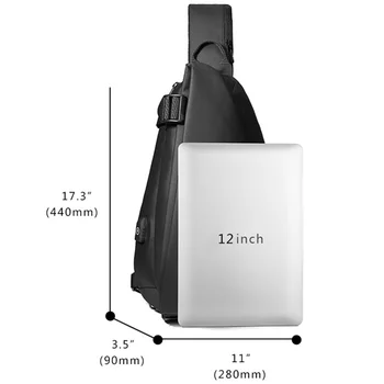 

Men'S Chest Bag Multifunction Messenger Bag Usb Charging Travel Waterproof Shoulder Bag