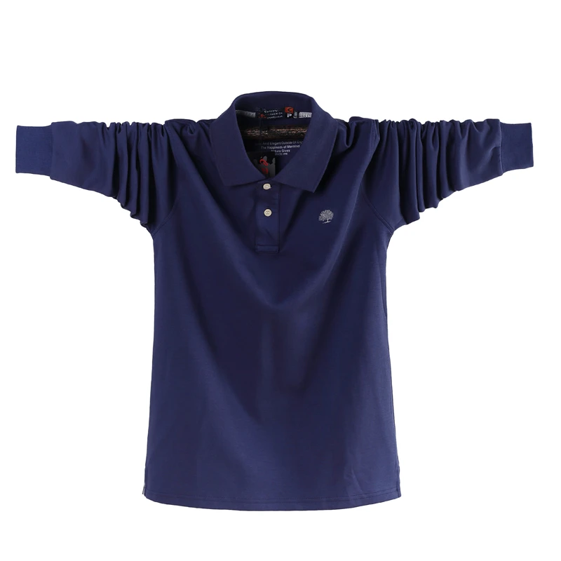Длинная Мужская рубашка поло, 6XL, Camisa Polo Masculina, фирменная новинка, мужская рубашка свободного кроя с длинным рукавом, вельветовые рубашки поло, повседневные хлопковые поло Hombre - Цвет: Fleece Blue