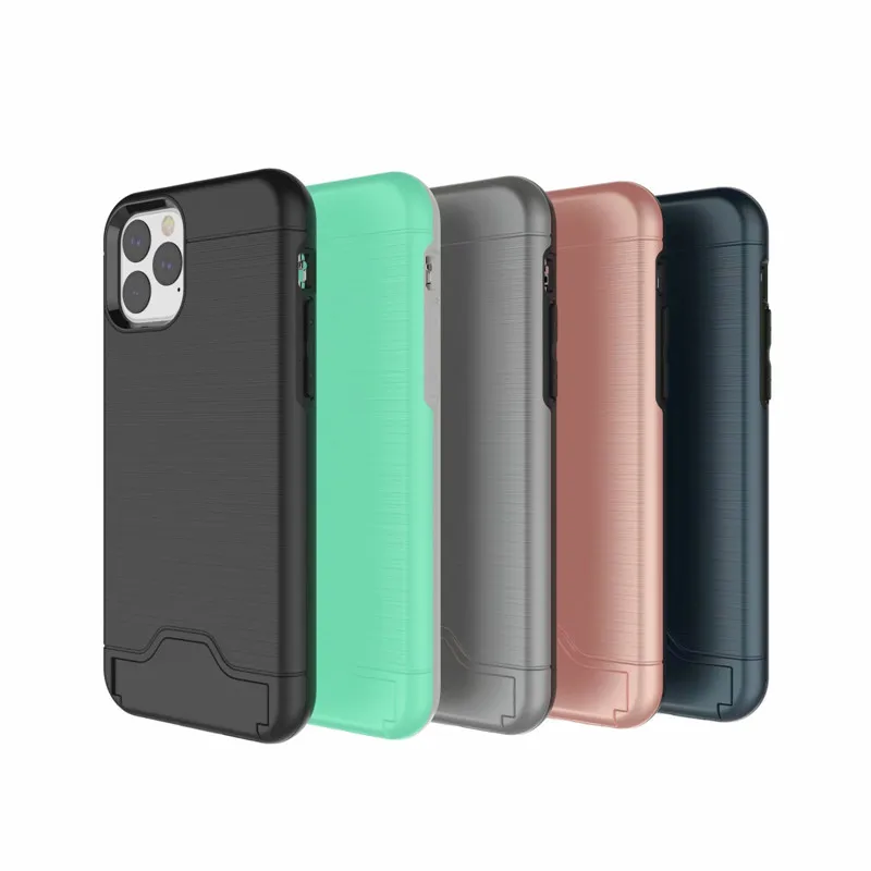 Модный чехол для телефона с держателем карт для iPhone 11 Pro 11 Pro Max 11 с карманом для кредитных карт для iPhone PC+ силиконовая задняя крышка с подставкой