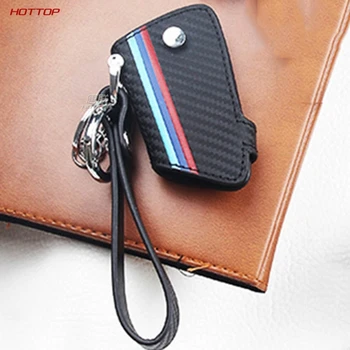 

For BMW 1 2 3 5 series X1X3X5X6 Classic Design Car Key Case Carbon Fiber Leather