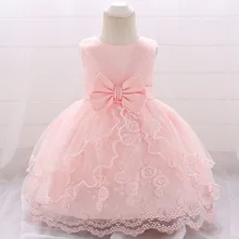 2021 Pink White Baby Girl Dress 1st Birthday Dress For Girl Clothes Child Clothes Christening Princess Dresses Evening Clothing