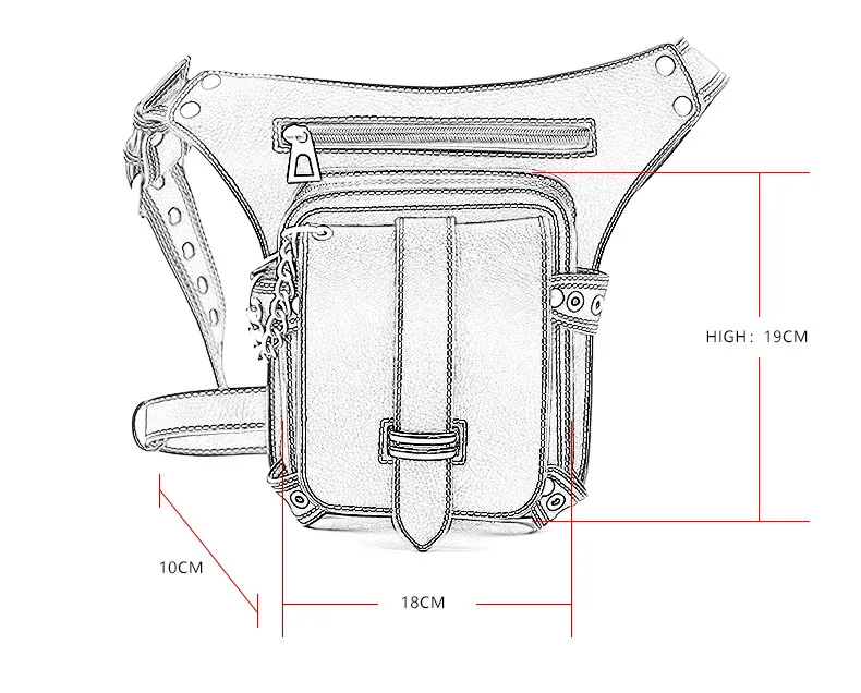 고딕 여성용 허리 가방, 오토바이 드롭 레그 백, 힙범 벨트 패니 팩, 남성용 홀스터 백, 스팀펑크 록 메신저 크로스바디 백