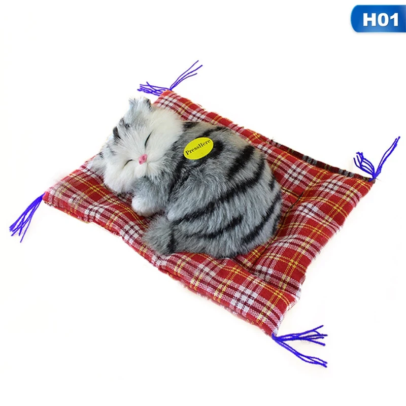 Car Ornaments Cute Simulation Sleeping Cats Decoration Automobiles Lovely Plush Kittens Doll Toy Children Gifts - Название цвета: 01