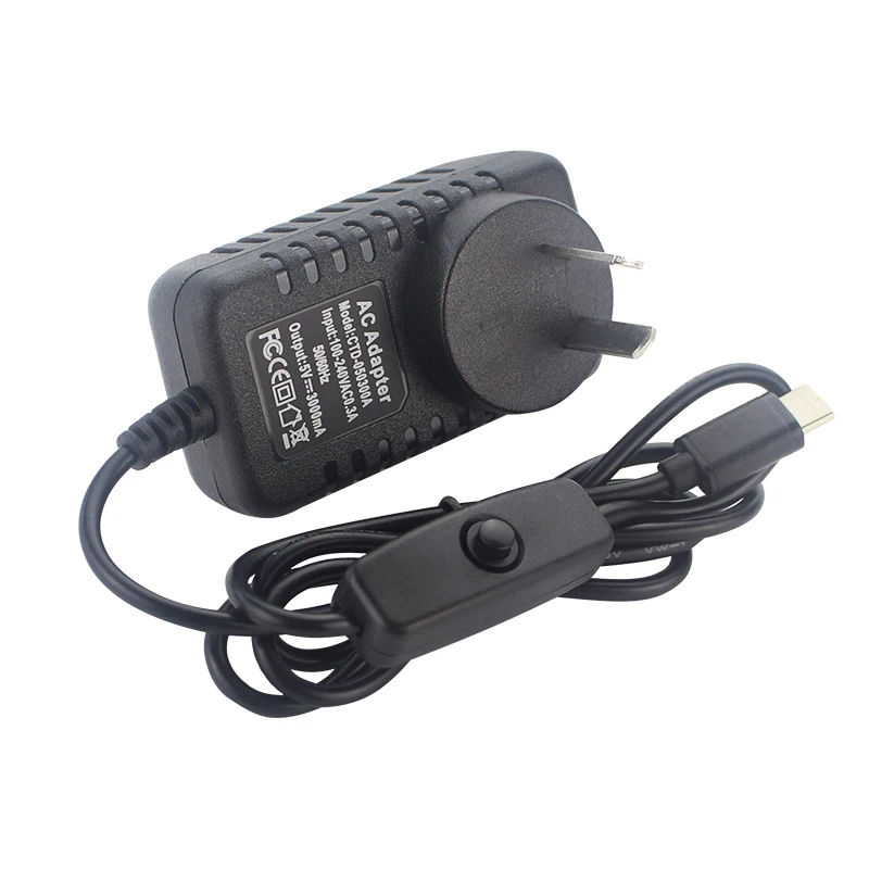 10 шт. Raspberry Pi 4 блок питания 5 В 3A type-C адаптер питания USB-C Европа США Великобритания Австралия зарядное устройство для Raspberry Pi 4 Модель B Pi 4B