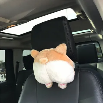 

2020 New 6PCS Novelty Corgi Bottom Car Seat Neck Pillow Dog Buttocks Headrest Cushion Plush Toy Pillow Interior Accessories #Ger