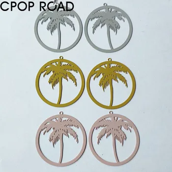 

Filigree Coconut Tree DIY Accessories Components for Women Trendy Circle Copper Pendant Dangle Earring Fashion Jewelry Wholesale